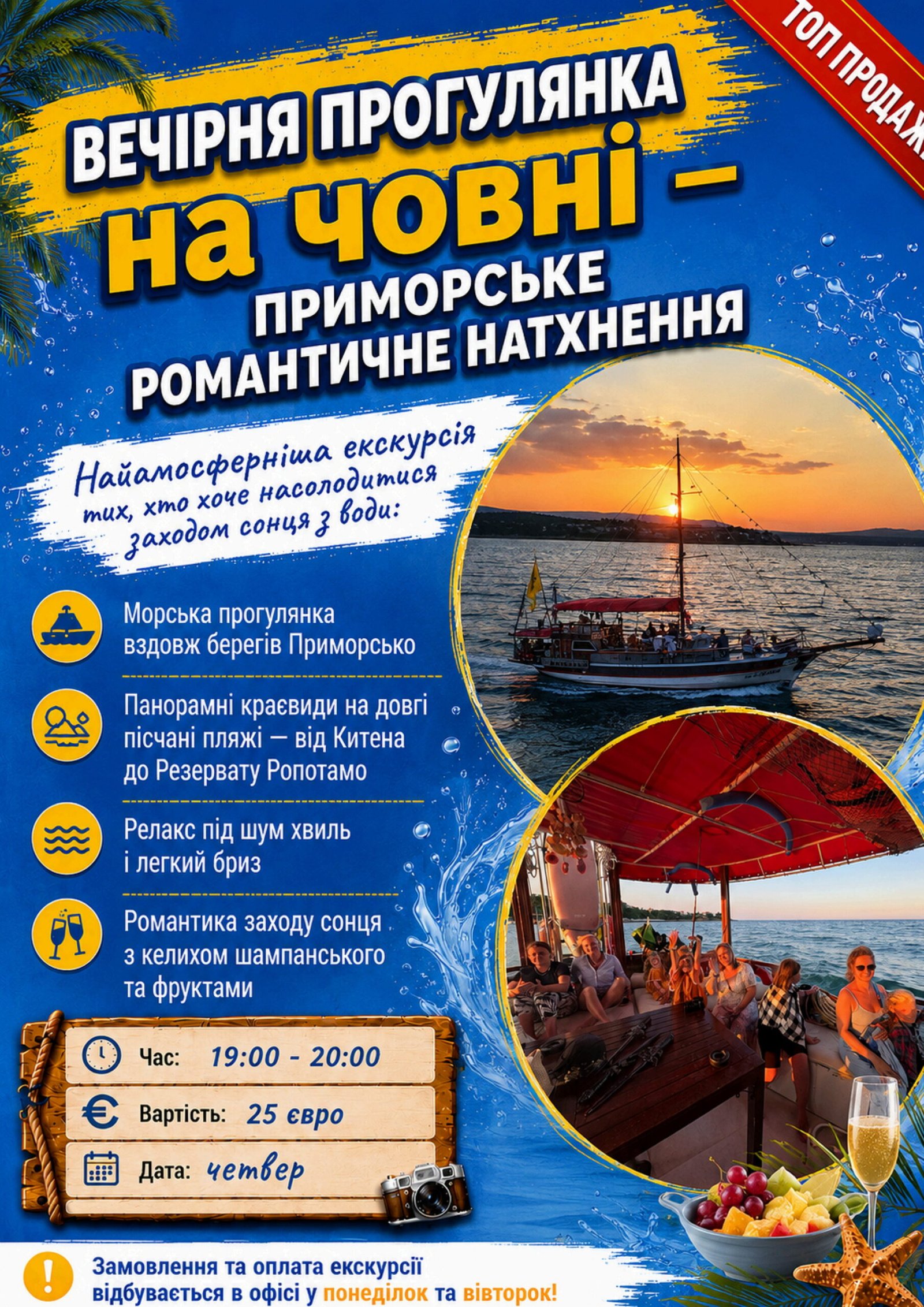 Вечірня прогулянка на човні
